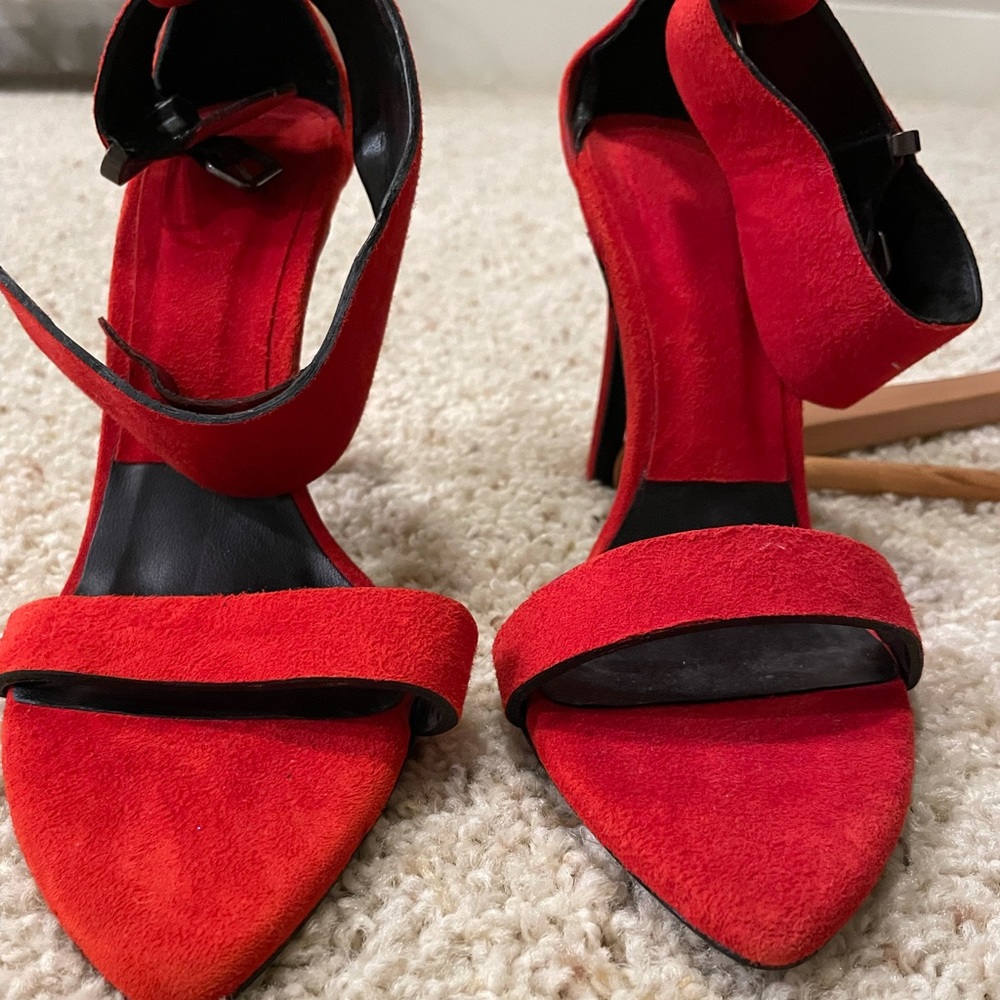 Zara Red Suede Heels